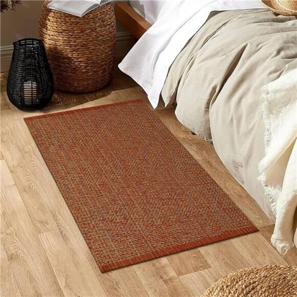 Small Bathroom Rug, 2' x 3' Washable Woven Entryway Rug Low Profile - Picture 7 of 8